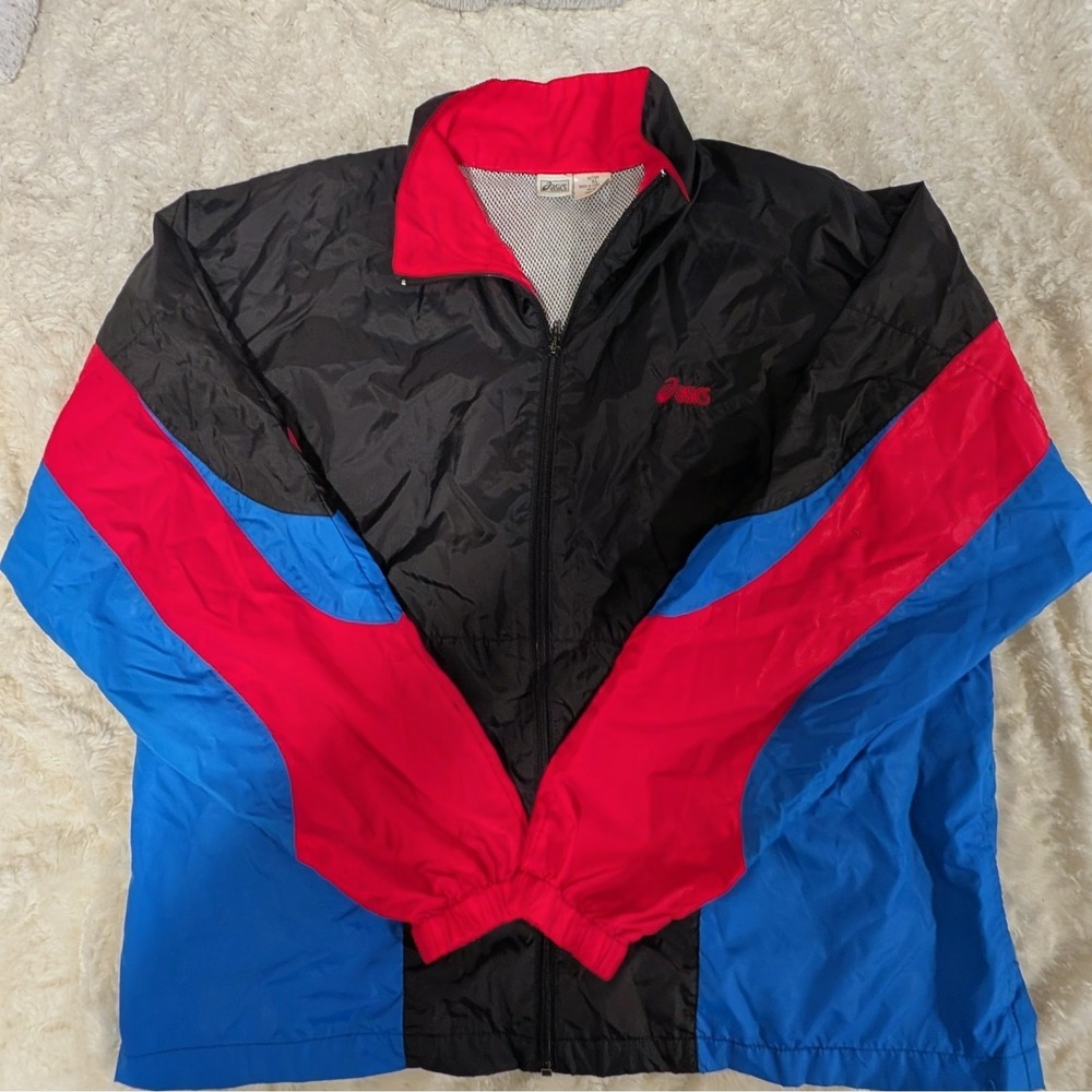 Vintage Windbreaker ASICS Size Xtra Large XL Classic Light Rain Coat 1990s